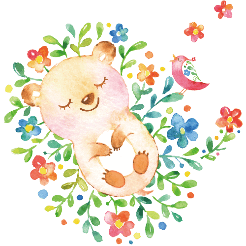 すやすや眠るクマの赤ちゃんのイラスト